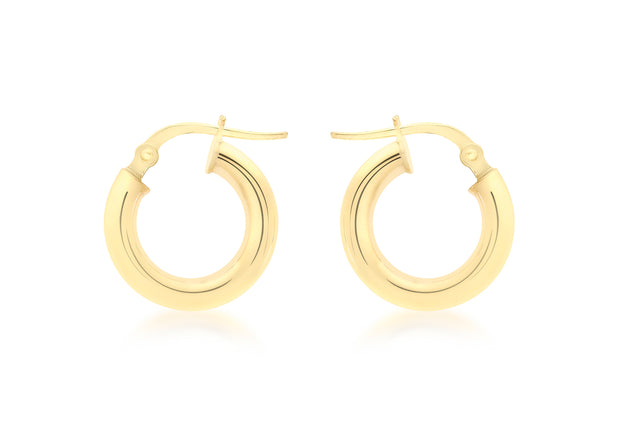 Gold polished 15mm hoop earrings 36273