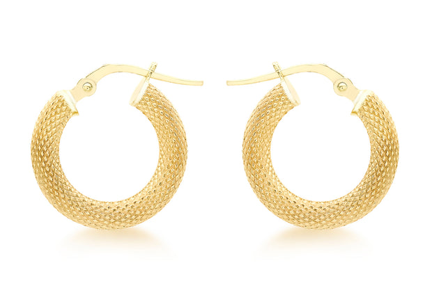 Gold Textured hoop earrings 36275