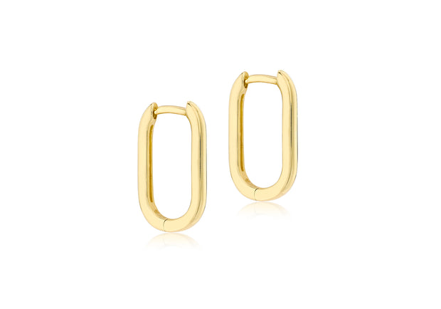 9ct gold  rectangular hoop earrings 34814