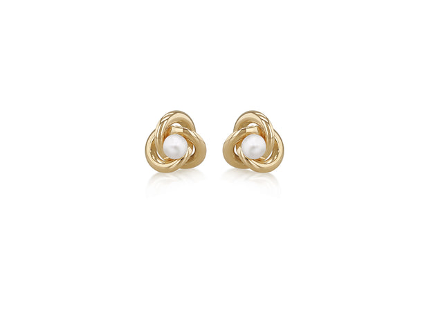 Gold Knot & Pearl stud earring 35730