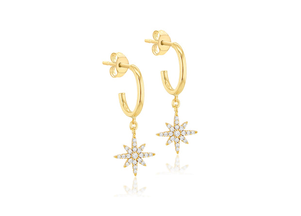 Gold North Star drop earrings 36278