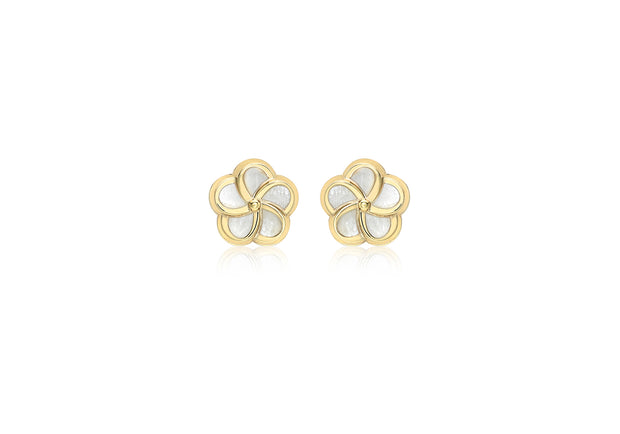 Gold Flower stud earrings 35742