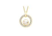 Cultured Pearl & CZ gold Ring pendant 35781 34884