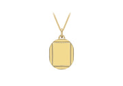 gold square edged oval polished pendant 35766 34884