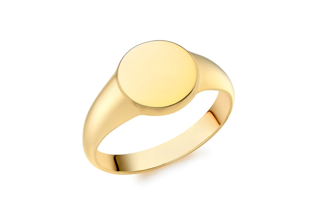9ct yellow gold ladies round signet ring, 35785