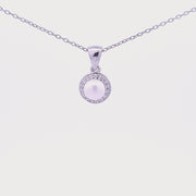 Sterling silver Round Pendant with CZ & Pearl 34656
