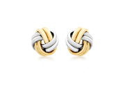9ct gold yellow and white two tone knot stud earrings 32104