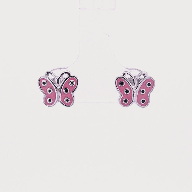 Kids pink butterfly earrings 35881