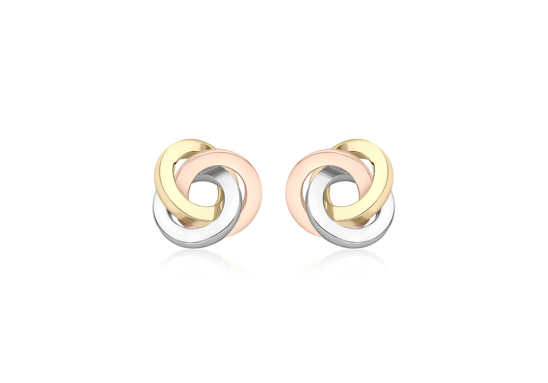 3 colour gold knot earrings 35236 - Armin Lowe Jewellers