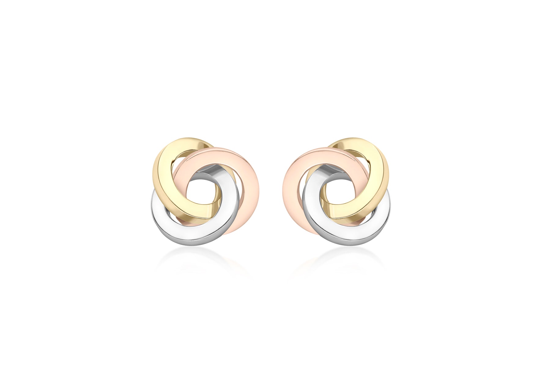 3 colour gold knot earrings 35236 - Armin Lowe Jewellers