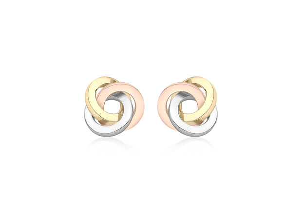 3 colour gold knot earrings 35236