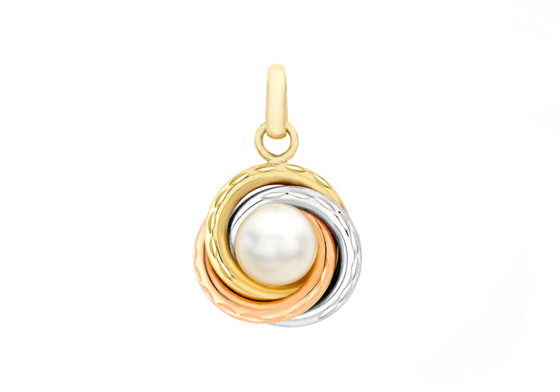 9ct gold 3 Colour Penant with pearl 3697