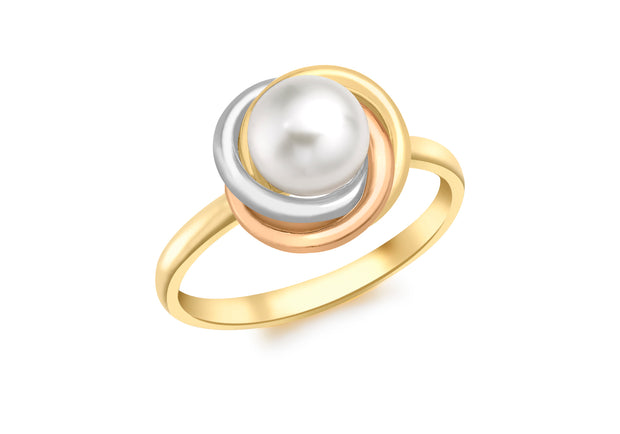 3 colour gold ring with pearl 36306