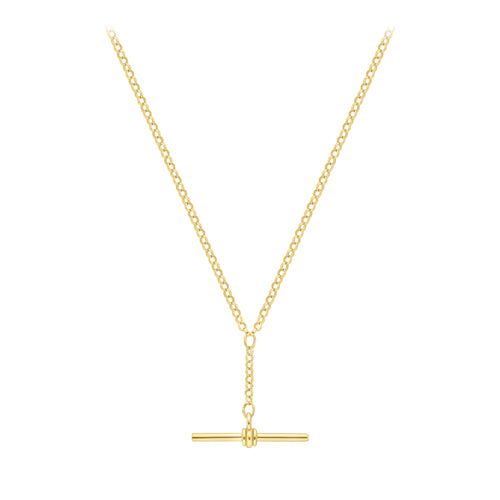 9ct yellow gold T-Bar chain, 18"/46cm bell chain 34939