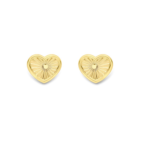 9ct gold heart shaped stud earrings 34935