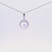 Bouton pearl and CZ floral pendant 34080