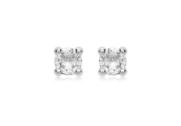 9ct white gold stud set with 4mm CZ 34739