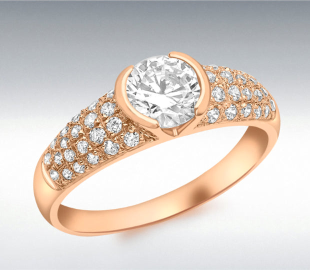Rose gold Solitaire ring 36024