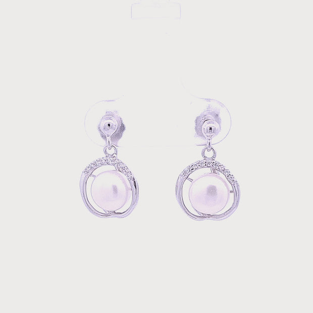 Freshwater cultured pearl drop earrings 36143