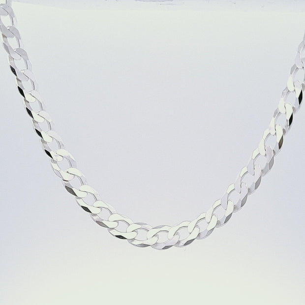 Sterling silver gents filed curb link chain with bevelled edge 26721
