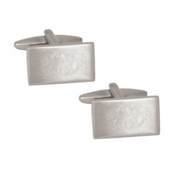 Shiny Rectangle Plain Rhodium plated cufflink suitable for personalised engraving 7169