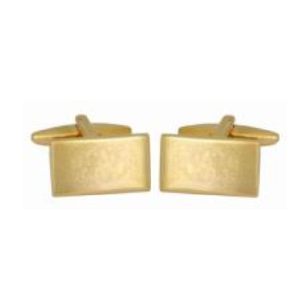 Shiny Rectangular Plain yellow gold plated cufflinks, have these engraved with your initials or personal message to make a truly unique gift 7170