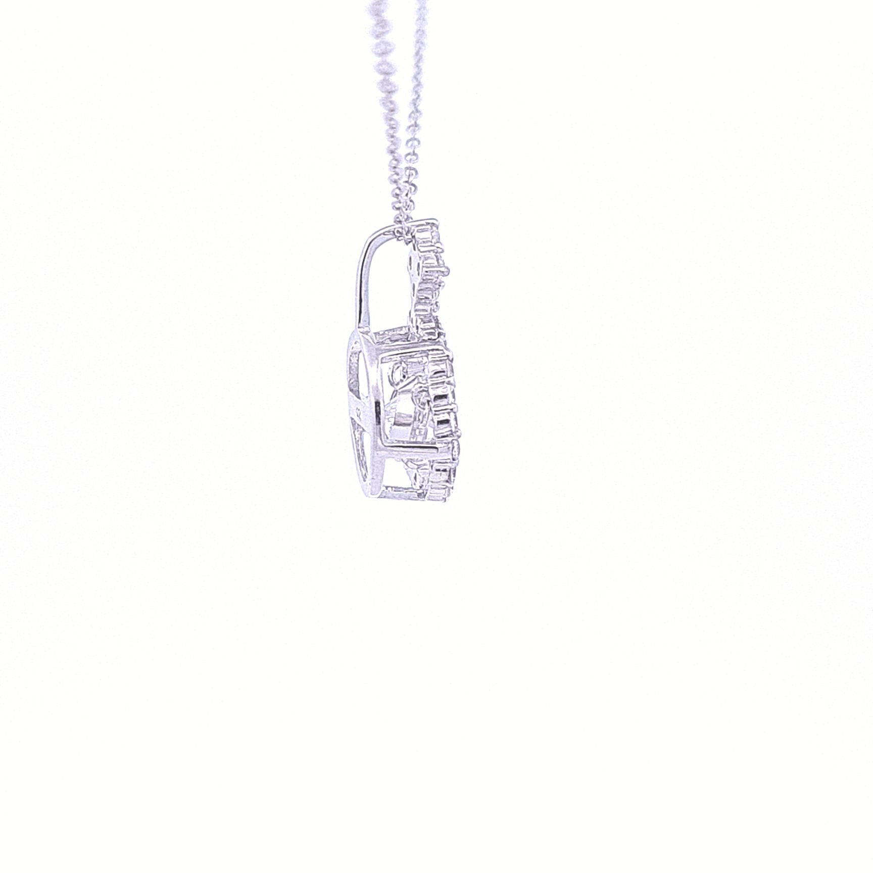 Sterling Silver Halo pendant where the centre stone is set on a spindle which makes the stone dance and shimmer! On 18"/46cm chain 33625 - Armin Lowe Jewellers