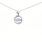 Sterling Silver Halo pendant where the centre stone is set on a spindle which makes the stone dance and shimmer! On 18"/46cm chain 33625