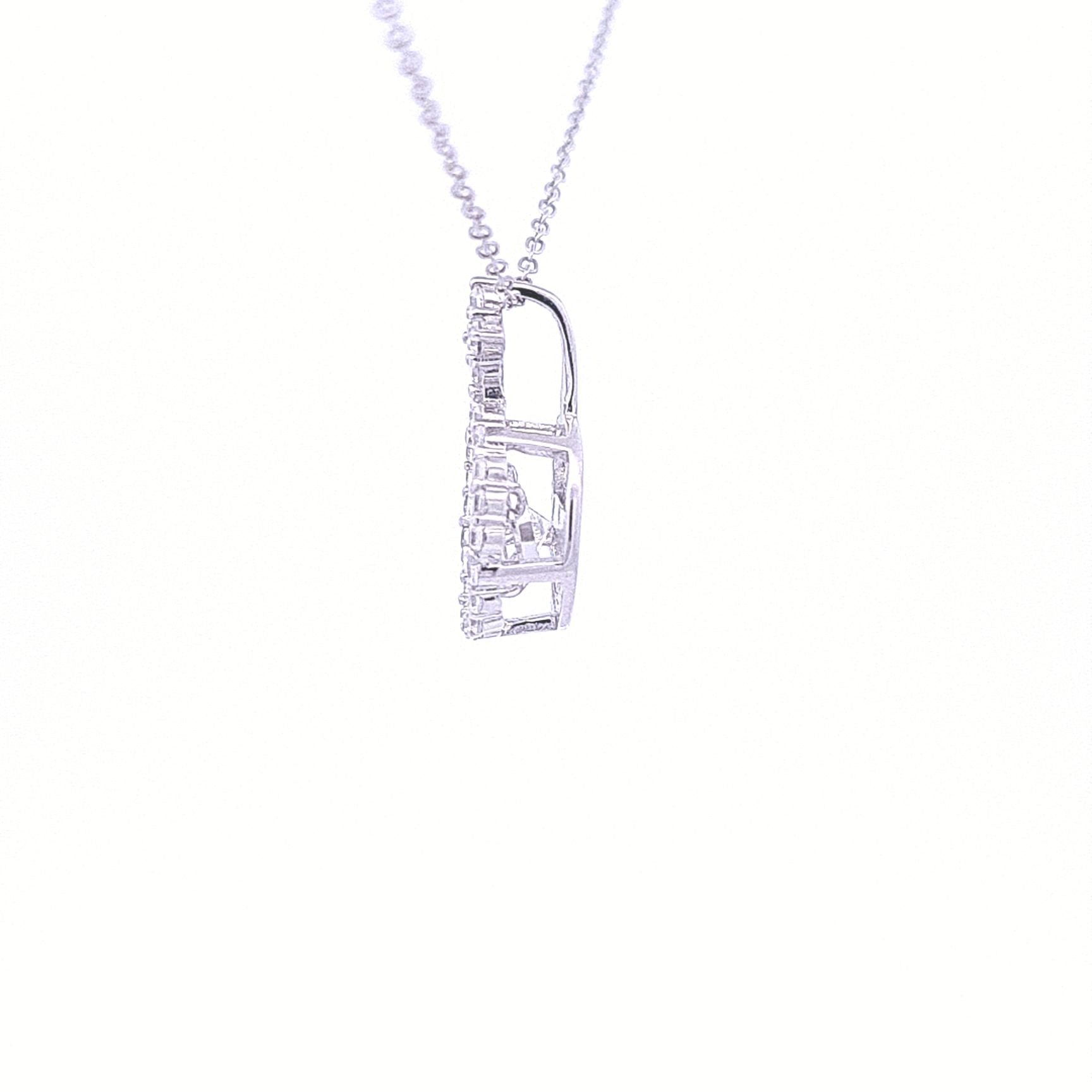 Sterling Silver Halo pendant where the centre stone is set on a spindle which makes the stone dance and shimmer! On 18"/46cm chain 33625 - Armin Lowe Jewellers