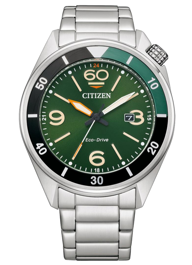 Citizen aw1718-88x Seaplane Green gents eco drive watch 35836