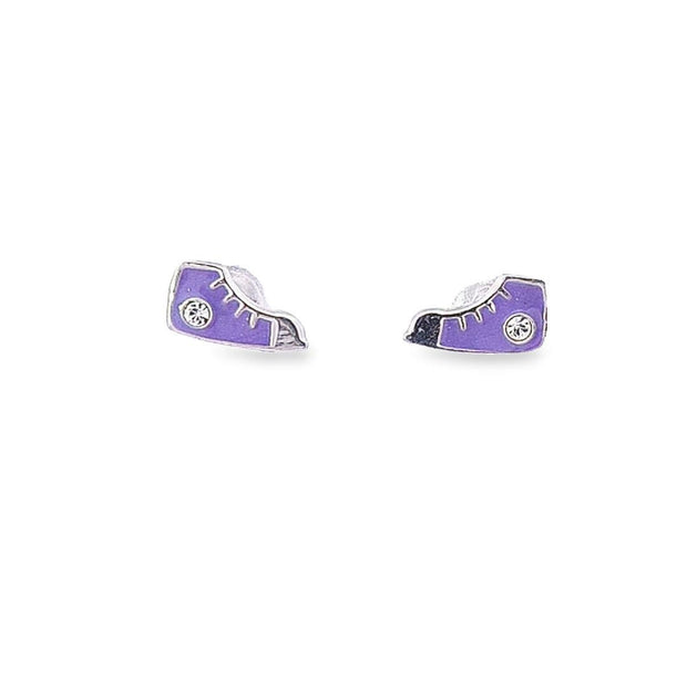 Sterling silver purple converse stud earrings 34724