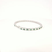 Sterling silver ladies Emerald Green CZ bracelet 35870