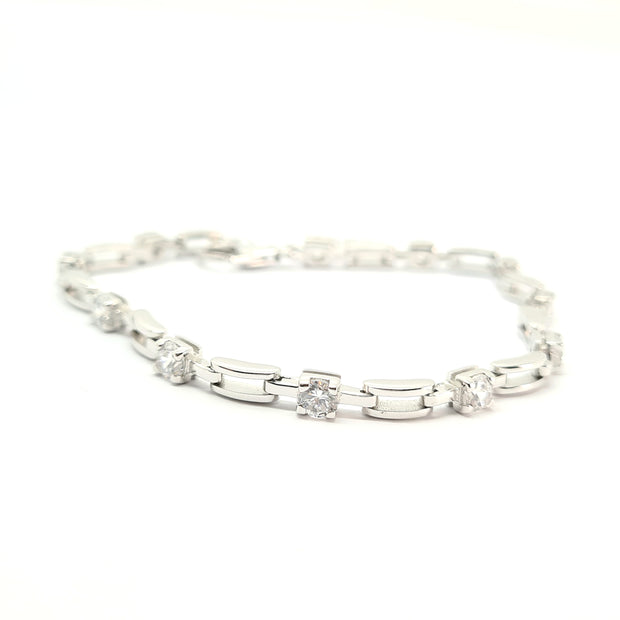 Sterling silver CZ set ladies bracelet 35874