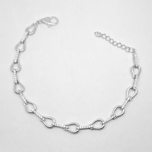 Sterling silver CZ set ladies bracelet 35872
