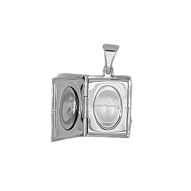 Book locket with engraving detail in sterling silver 34012