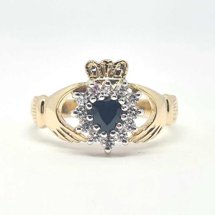 Real Sapphire set Claddagh ring 35455