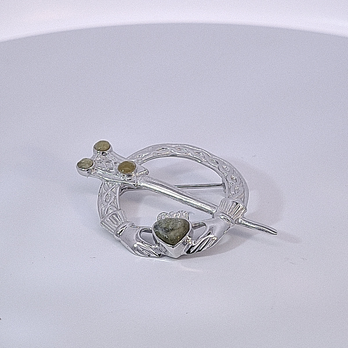 Sterling silver combination Claddagh + Tara brooch 33384 - Armin Lowe Jewellers