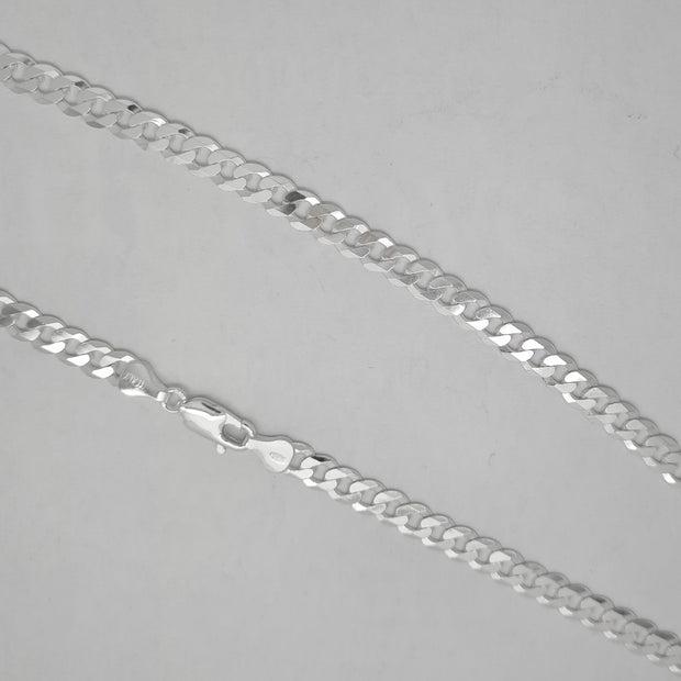 Sterling silver 20"/51cm gents curb chain, 6mm 35930