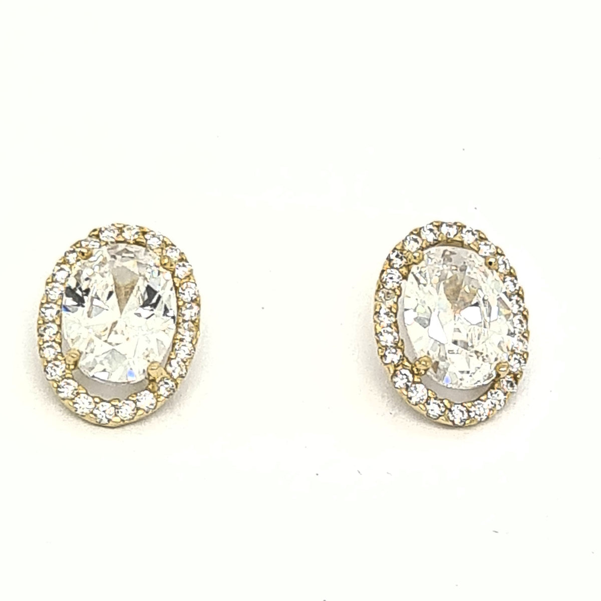 Oval Halo CZ stud earrings in 9ct gold 34396 - Armin Lowe Jewellers