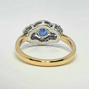 Gold Diamond and Kanshan Sapphire 25 stone ring, Art Deco style 35469