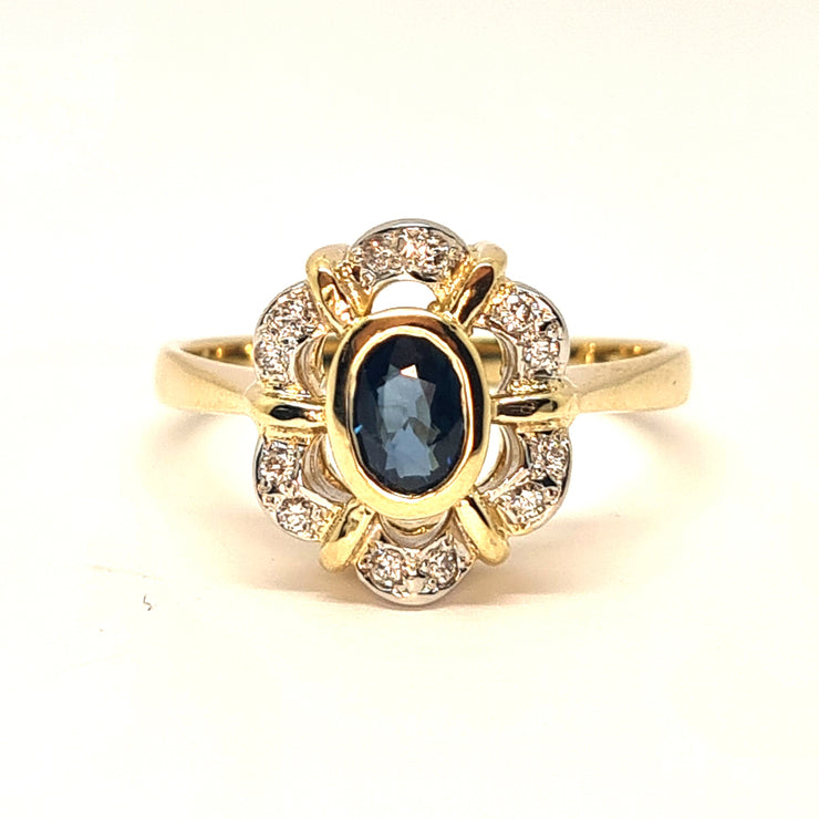 Gold Kanshan Sapphire & Diamond Art Deco ring 35471