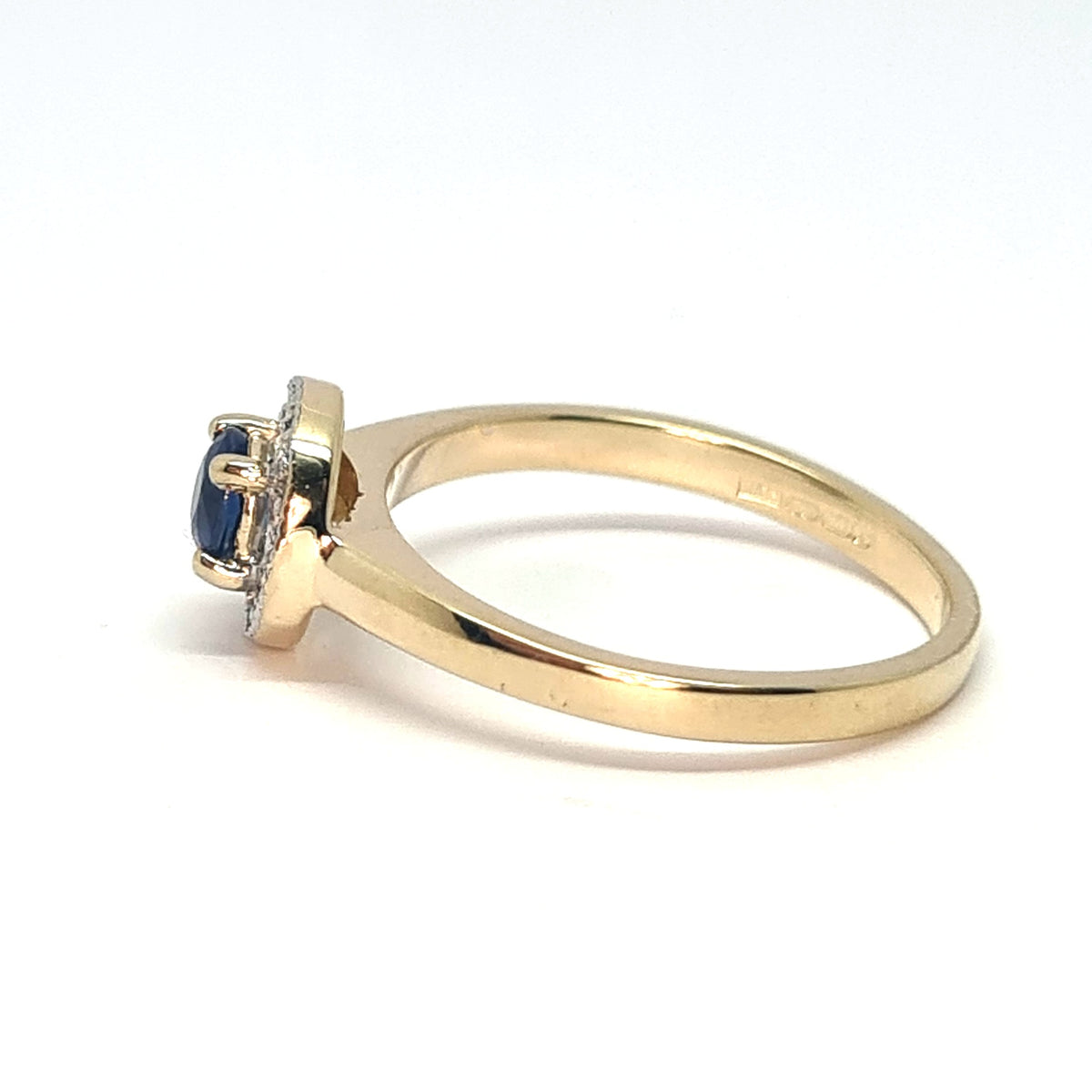 Gold Diamond & Kanshan Sapphire Halo ring 35468 - Armin Lowe Jewellers