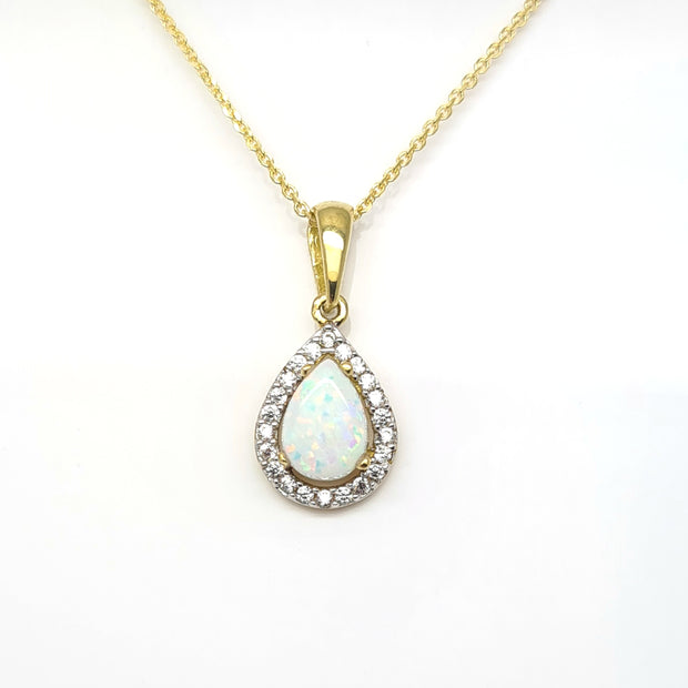 9ct gold Opal and CZ pendant 35844