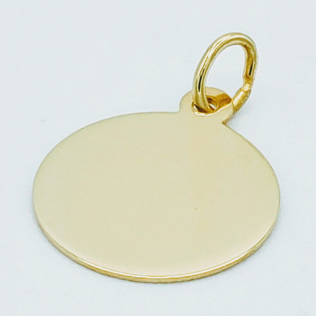 9ct yellow gold polished 14mm disc. 34226
