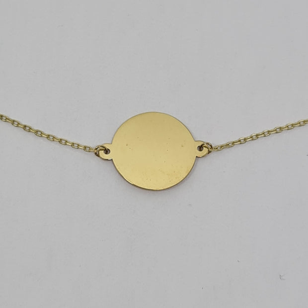 Trendy 10mm polished gold disc necklet 34431