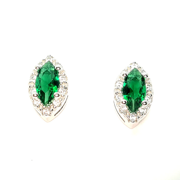 Emerald Green CZ Marquise shape studs 35904