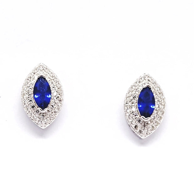Marquise Sapphire blue CZ Sterling Silver studs 34064