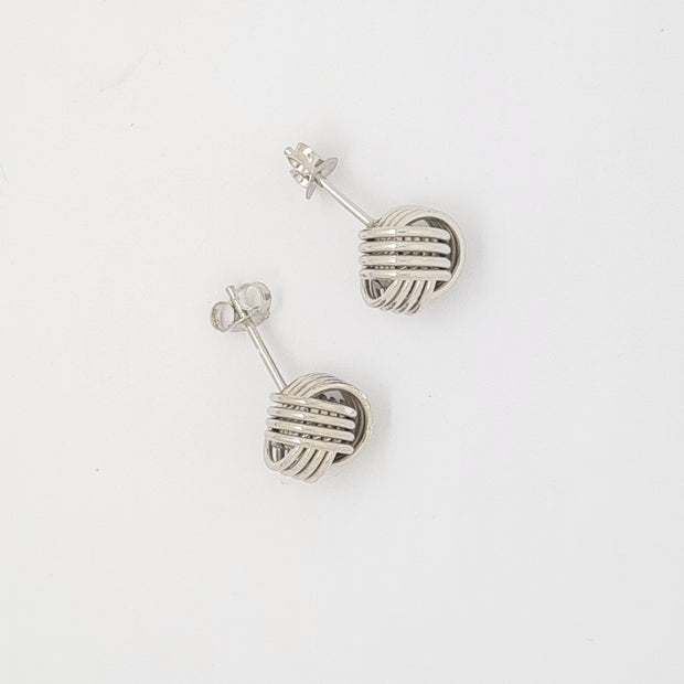 Sterling silver wool knot stud earrings 34743