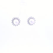 Bouton pearl and CZ surround studs 34081
