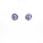 Sterling silver round studs with CZ & pearl 34657